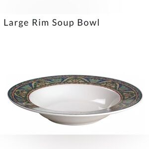 Set of 4 Mikasa San Marco Large Rim Soup Bowls Mosaic Floral/Scroll Border